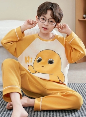 春秋季2025奶龙儿童睡衣男童长袖卡通洋气中大童小男孩家居服套装