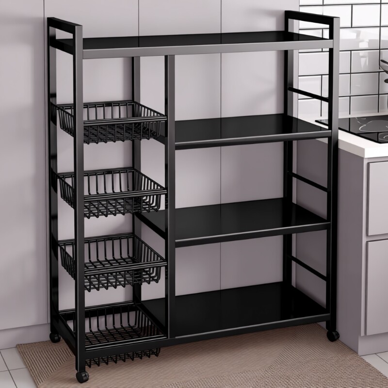 厨房置物架落地多层蔬菜收纳架家用多功能杂物架零食储物架台面
