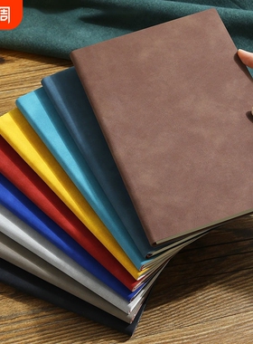 羊巴皮笔记本子a5本子加厚记事本商务皮面工作本办公简约日记本logo随身小号ins复古小本子记录红色大学生