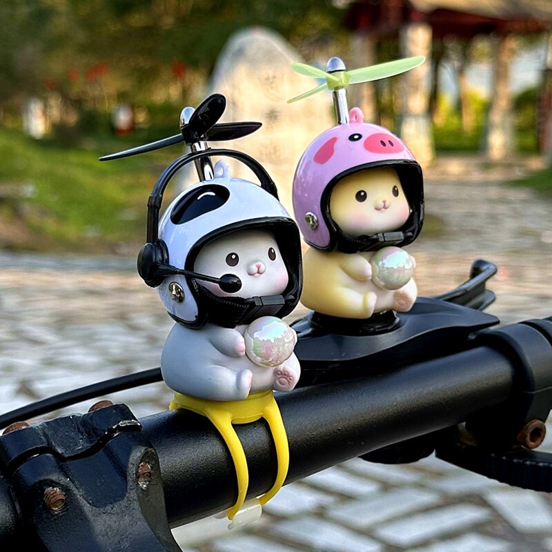 可爱魔法小猫小黄鸭后照镜车载摆件自行车电动车机车装饰品配件