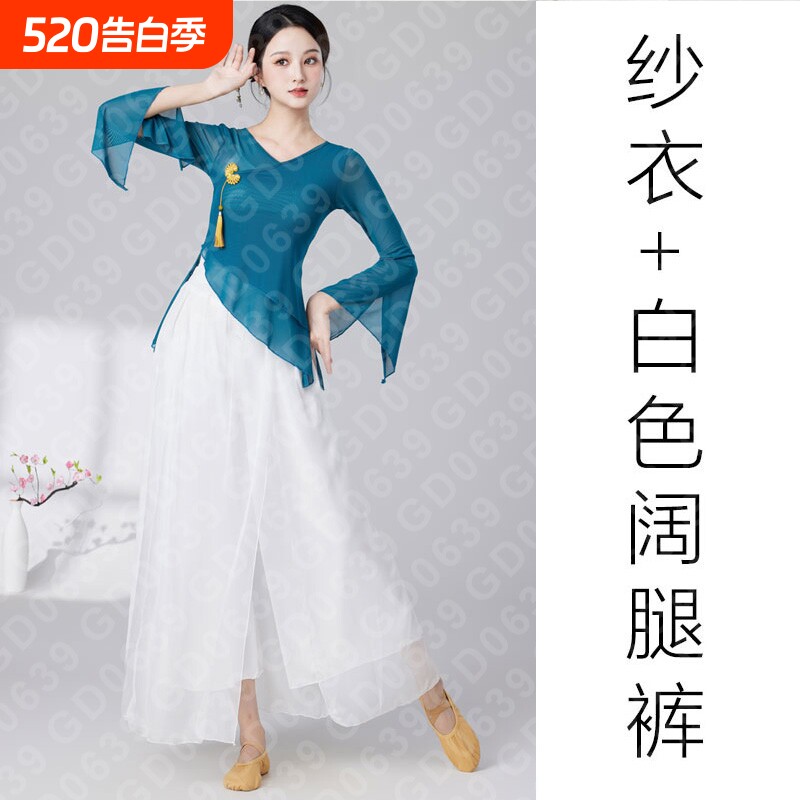 古典舞飘逸纱衣身韵新款演出服女中国风练功服舞蹈上衣女阔腿裤