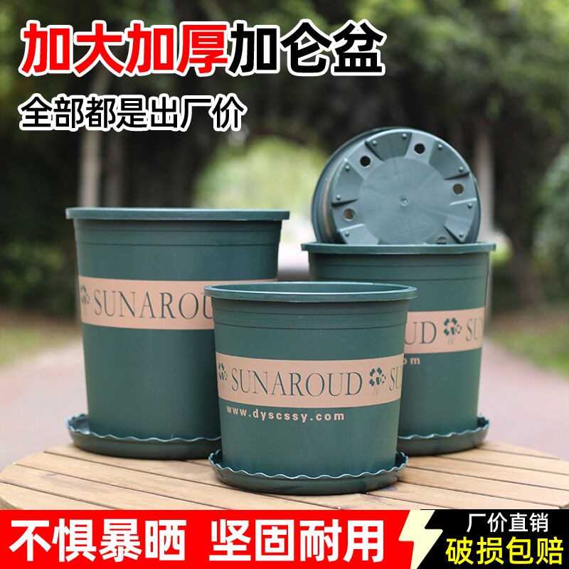 加厚塑料树脂花盆控根透气耐用盆栽加仑盆带托盘种菜种植多肉月季
