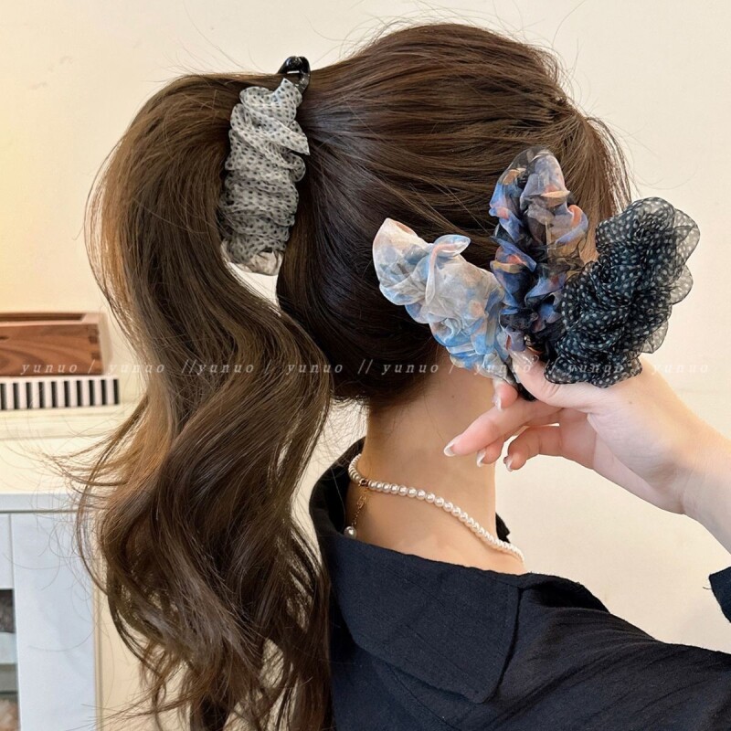 超好看的法式温柔波点抓夹女高级感2025新款大号发夹后脑勺盘发饰