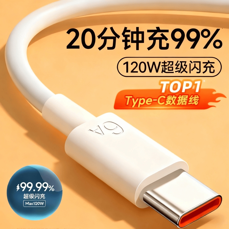 【官方正品】Typec数据线6A快充tpyec充电线适用华为nova7荣耀9x手机小米vivo安卓5A充电器线typec超级快充冲
