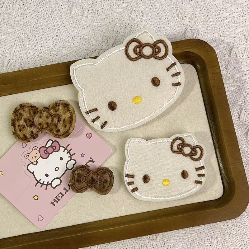 Kitty植绒豹纹刘海贴魔术发卡(蝴蝶结可拆卸) 甜美整理碎发帖