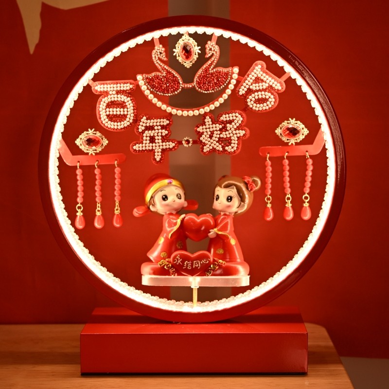 结婚长明灯台灯婚房陪嫁灯婚庆红色一对新婚礼物送新人卧室床头灯