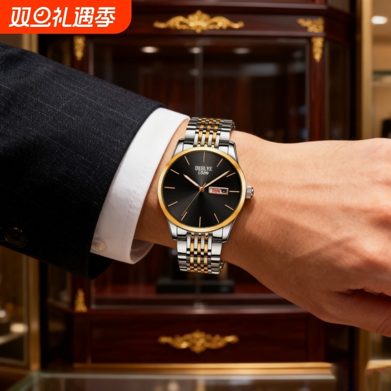 男款商务防水石英腕表镂空男士手表男正品名牌全自动非机械表钢带