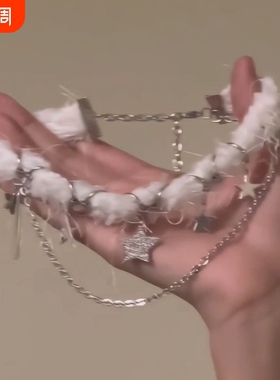秋冬choker纯欲感毛绒流苏项链项圈小众锁骨链多层吊坠甜酷双层