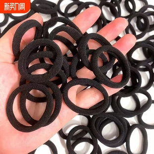 高弹力加粗发绳女大号黑色皮套耐用不伤发头绳简约百搭发饰橡皮筋