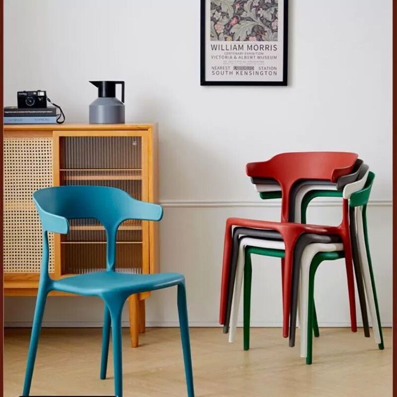 塑料牛角椅大排档餐椅会议耐用电脑书桌餐桌咖啡电脑椅可叠放餐馆