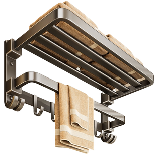 浴巾架免打孔卫生间置物架墙上厕所挂件套装浴室毛巾架收纳太空铝