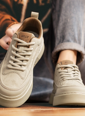 男鞋2026新款春季皮鞋百搭高级感休闲板鞋青少年增高软底运动潮鞋