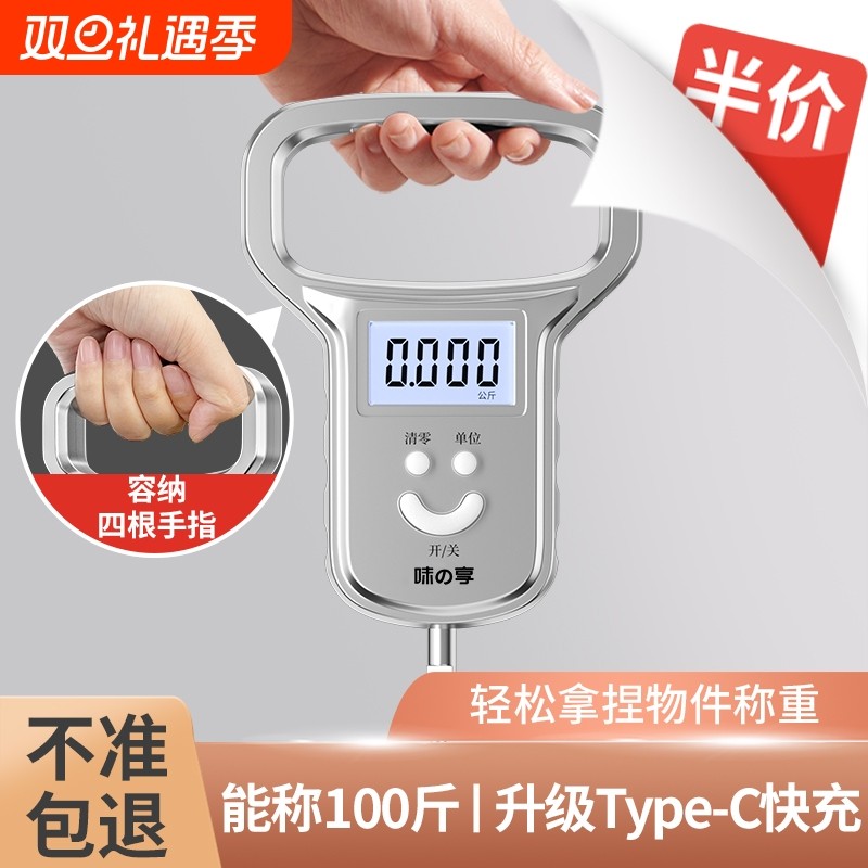 精准迷你手提电子秤50kg便携式高精度家用快递称挂钩称小型弹簧秤