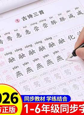 字帖小学生专用2025人教版小学同步练一年级二年级三年级四年级五六年级上册下册练字语文英语每日一练钢笔练习6年级楷书行楷书法