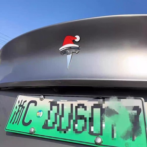 小红帽圣诞老人帽3D立体发财帽汽车贴车标个性创意车尾标贴
