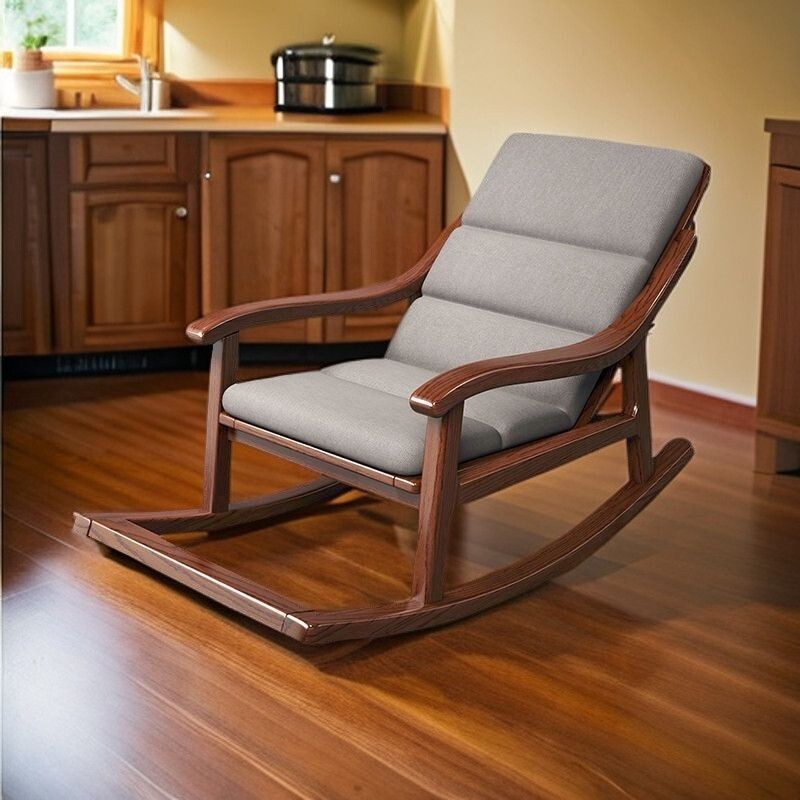 a新中式实木金秋檀木休闲摇摇椅躺椅老人客厅家用大人午睡阳台椅