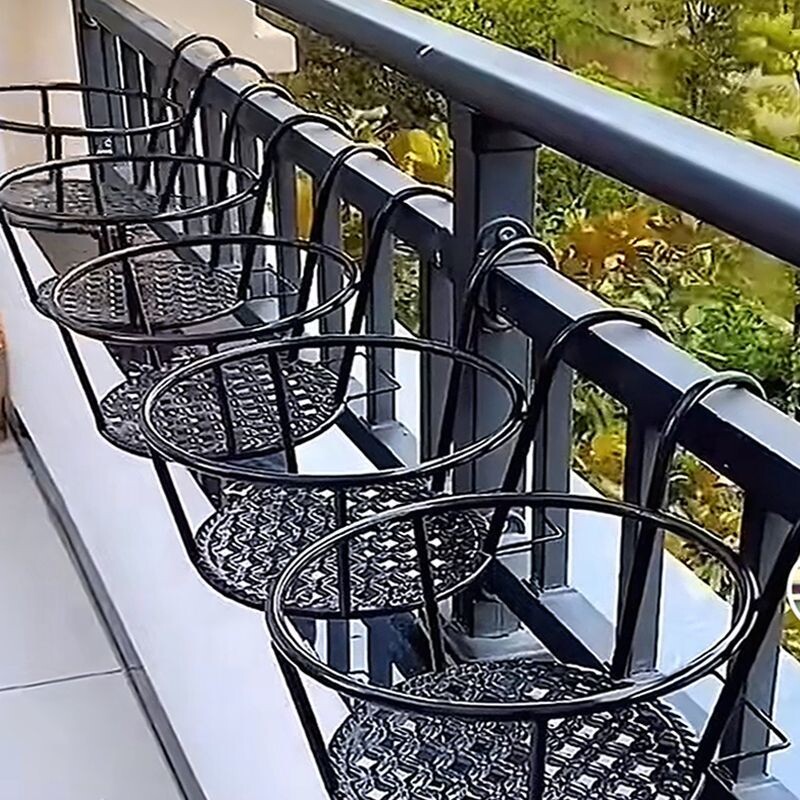 花架阳台悬挂式铁艺花篮栏杆护栏窗台绿萝吊兰花盆架家用置物挂架