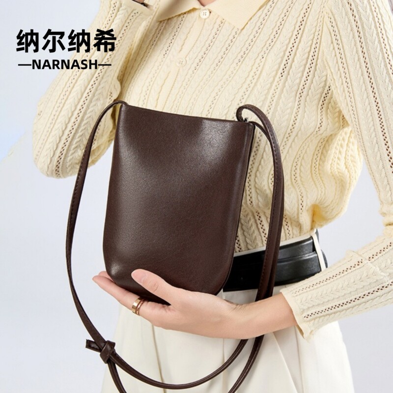 纳尔纳希牛皮包包女新款小众迷你轻便手机女包斜挎包真皮黑色红色