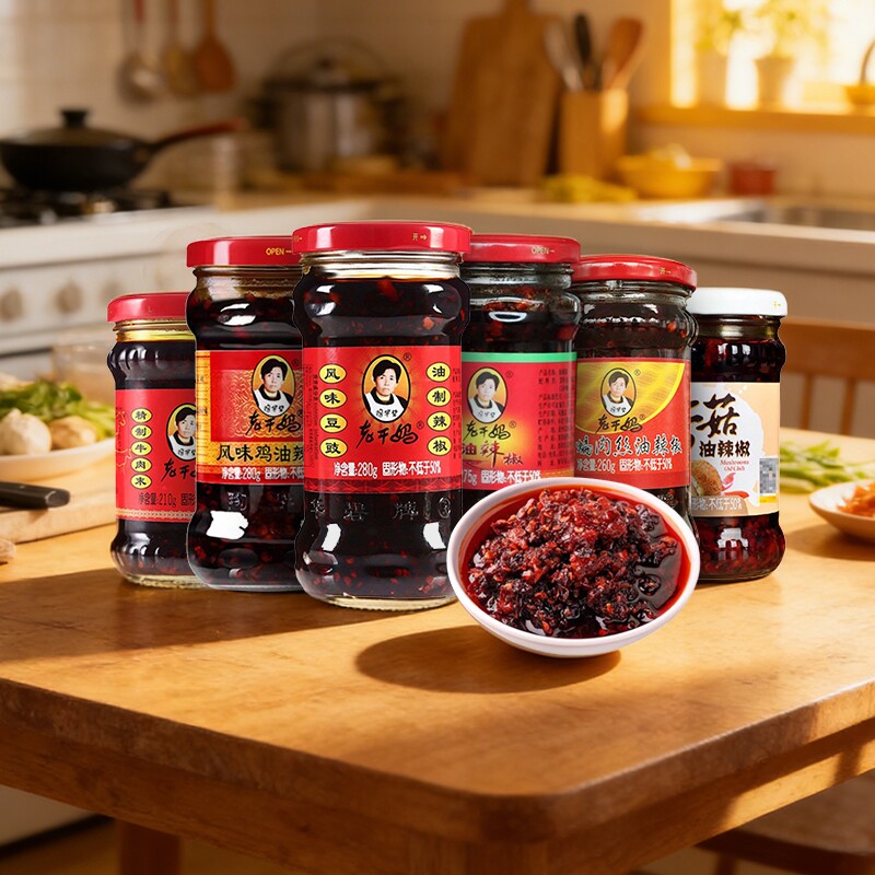 老干妈风味豆豉辣椒酱风味鸡牛肉末香菇干煸肉丝油辣椒瓶装调味酱