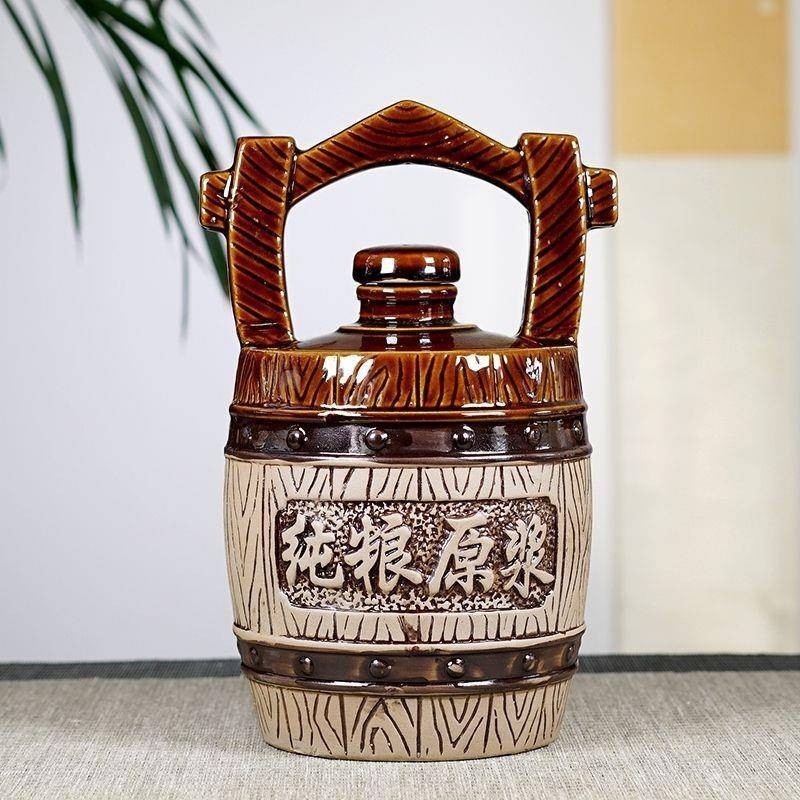 宜兴陶瓷酒瓶3斤5斤装仿古手提纯粮原浆酒坛酒壶白酒空瓶密封酒罐