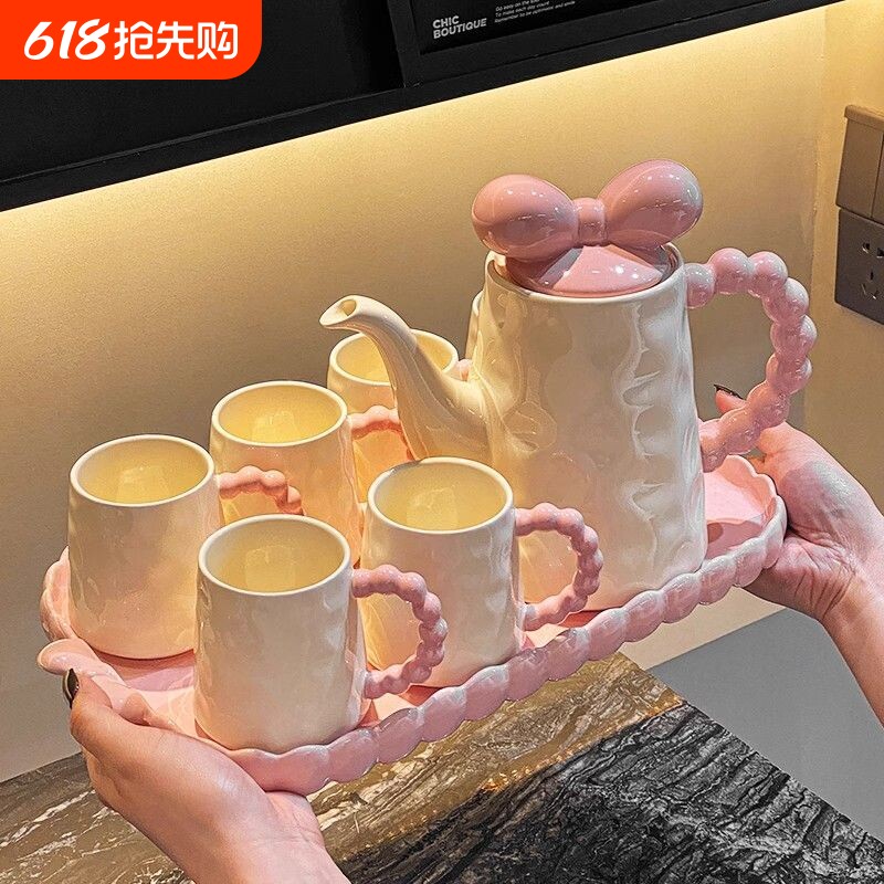 奶油风水杯家用一套整套客厅茶几高级感陶瓷杯子茶具杯具套装礼盒