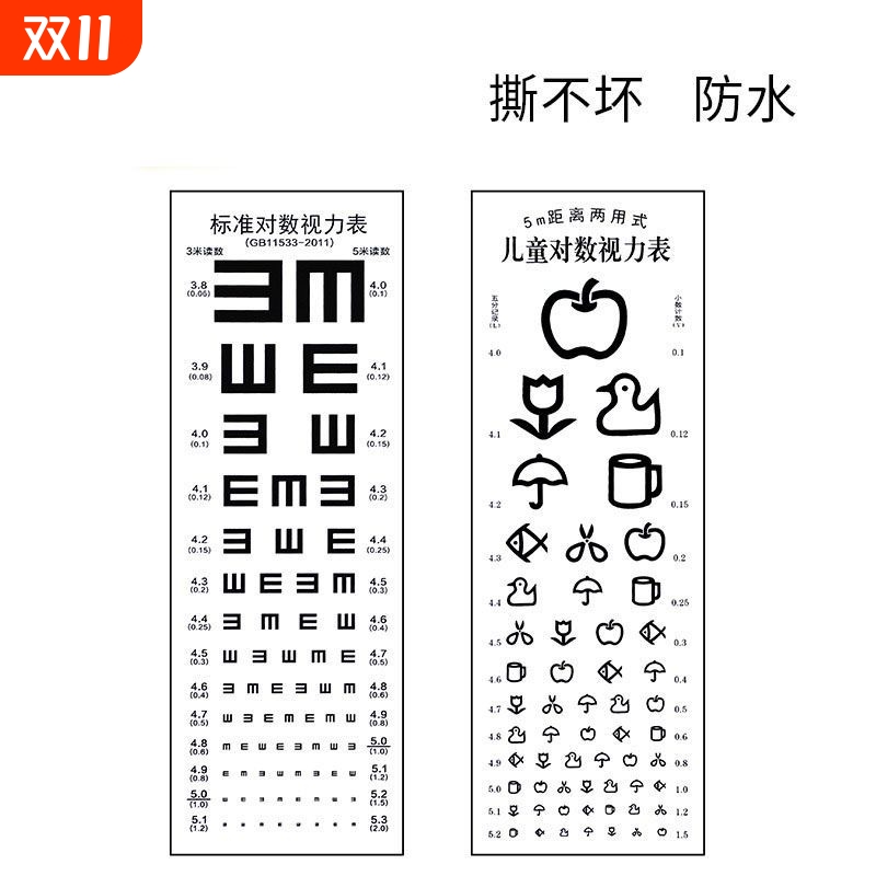对数视力表挂图国际标准家用儿童卡通幼儿E字图测眼睛近视测试表