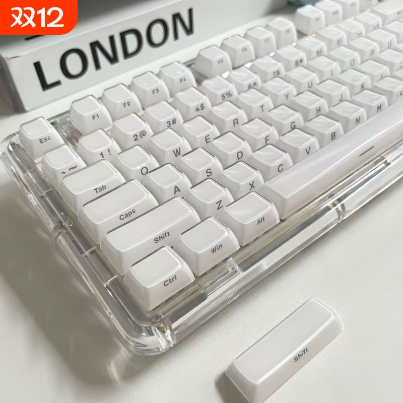 果冻水晶透光键帽侧刻机械键盘适用OEM高度PC双色注塑布丁亚克力