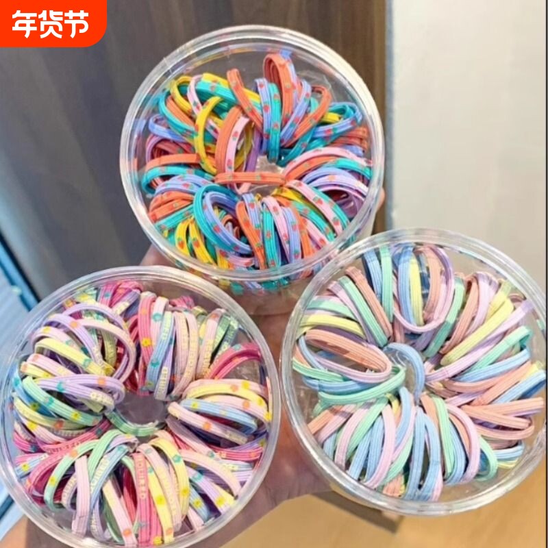 2025网红新款发绳皮套儿童发圈高弹力橡皮筋编发不伤发宝宝扎头绳