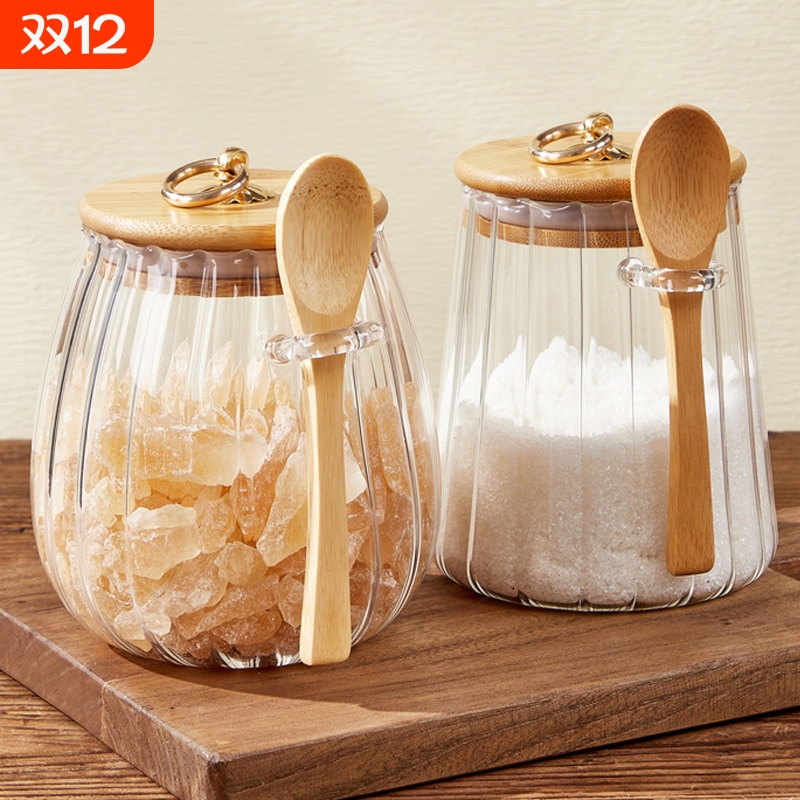 糖罐白糖储存家用高颜值装糖的罐子储物密封玻璃罐厨房红糖食品级