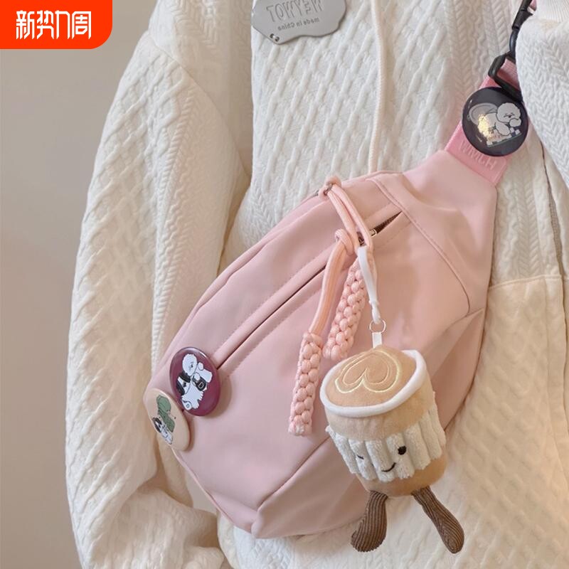 帆布休闲包包女2023新款潮斜挎包夏天运动胸包小众百搭ins腰包