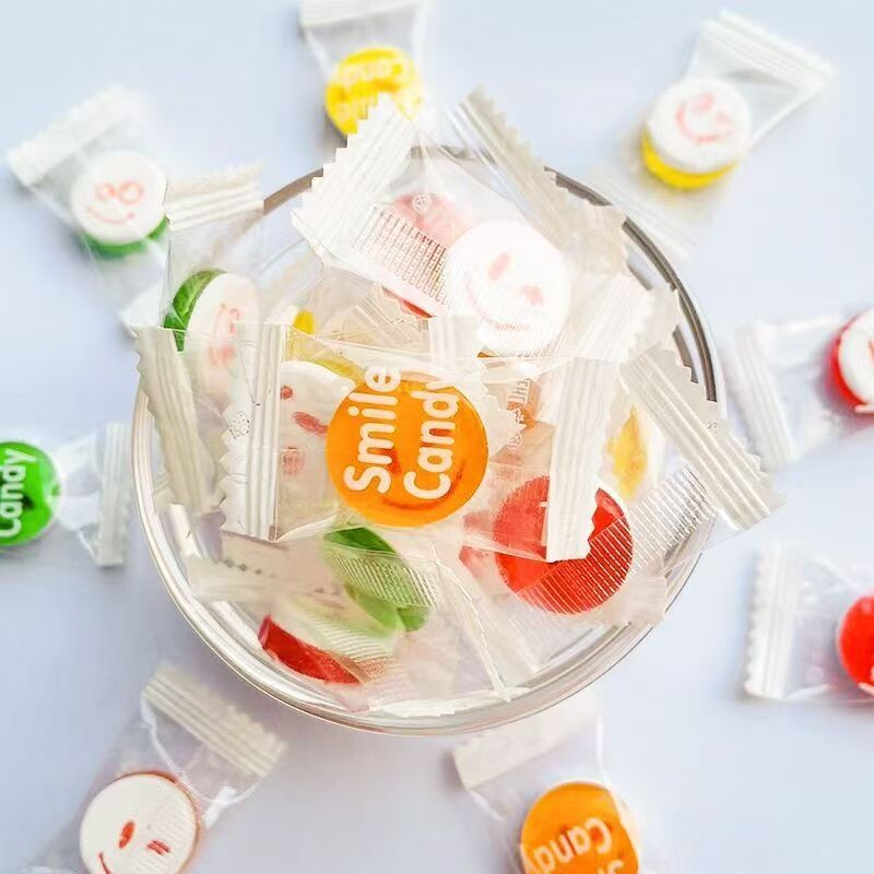 笑脸糖双色表情糖果缤纷果味水晶压片糖约会水果硬糖网红零食多种