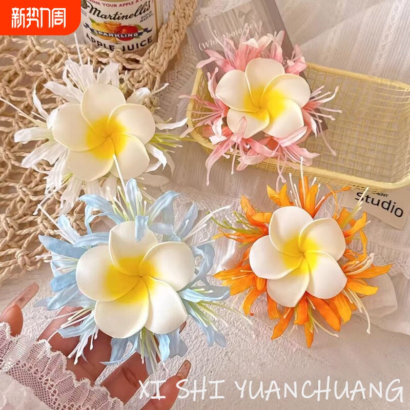 多巴胺布艺花朵清新发夹时尚小众简约鸭嘴夹甜美百搭高级感发饰女