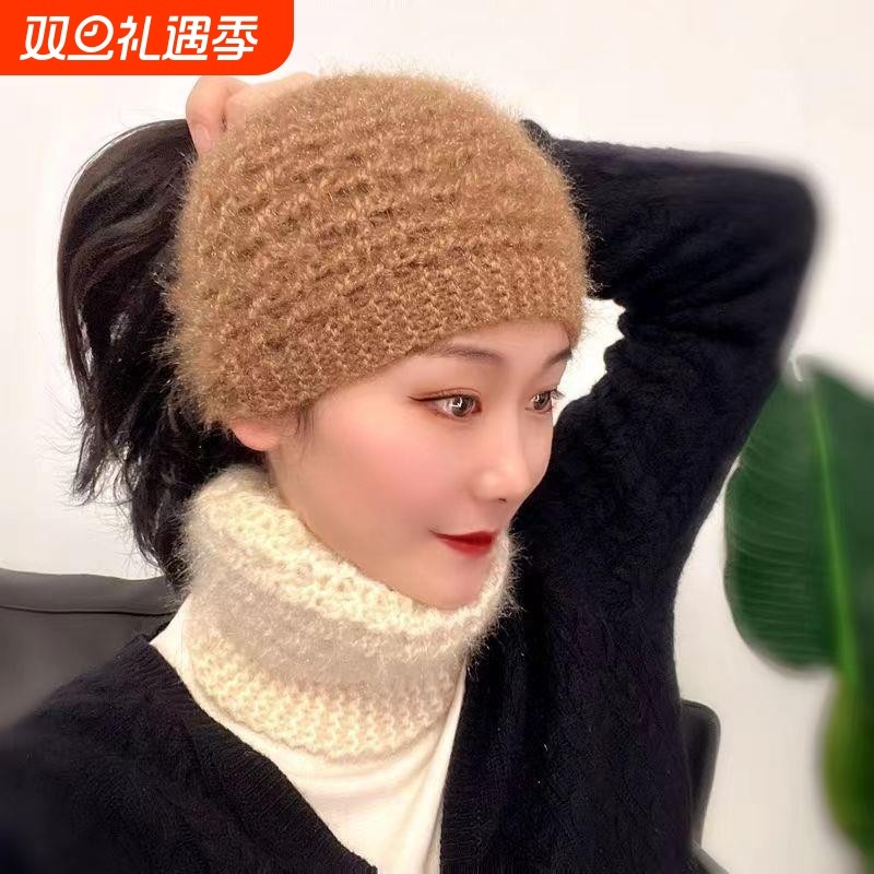 妈妈针织帽子女毛线发带宽边秋冬保暖头巾头饰发饰护耳遮白发神器