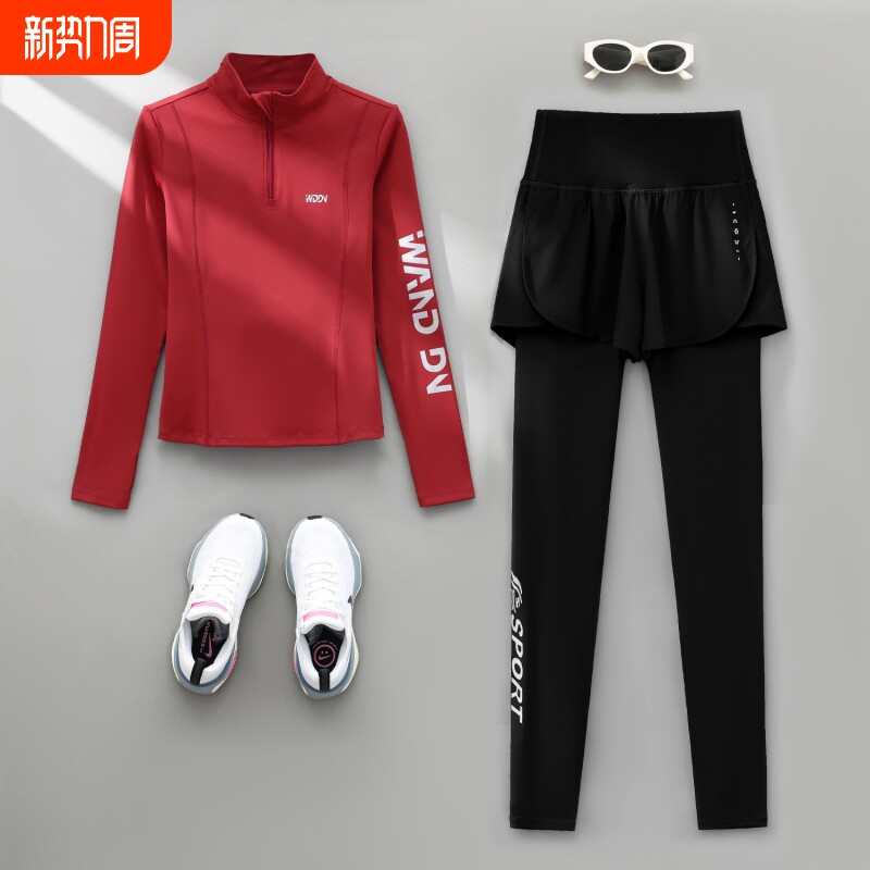 跑步套装女晨跑服秋季2025新款显瘦瑜伽服健身房羽毛球训练服速干