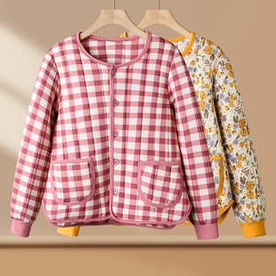 妈妈冬装 保暖老太太棉衣服格子 小棉袄女奶奶加厚外套中老年人冬季