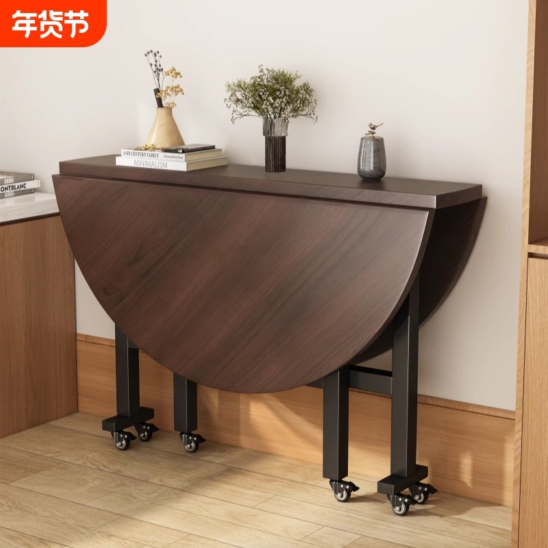 折叠桌可移动圆形桌子餐桌饭桌家用小户型农村折叠大圆桌转盘阳台