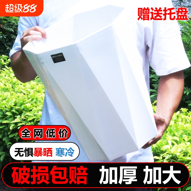 大花盆家用客厅塑料加厚发财树绿植树脂仿陶瓷白色花盆无孔室外
