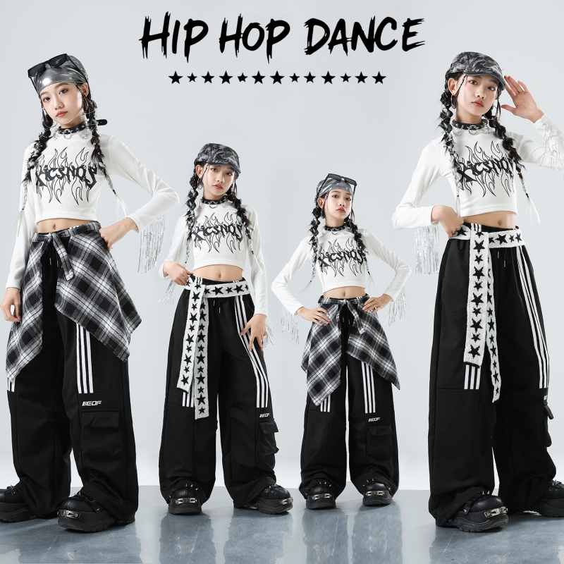 女童爵士舞蹈jazz套装韩版露脐上衣少儿街舞舞蹈表演练功服装秋季