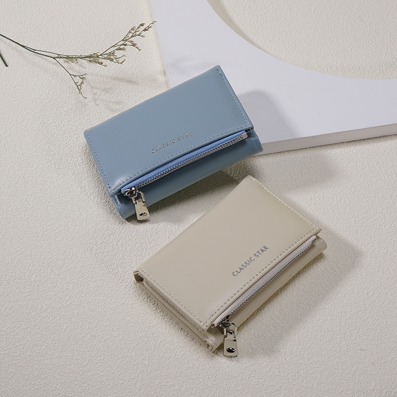 爆款ins钱包女高档PU钱包简约韩版短款女士钱包批发 皮夾三折学生