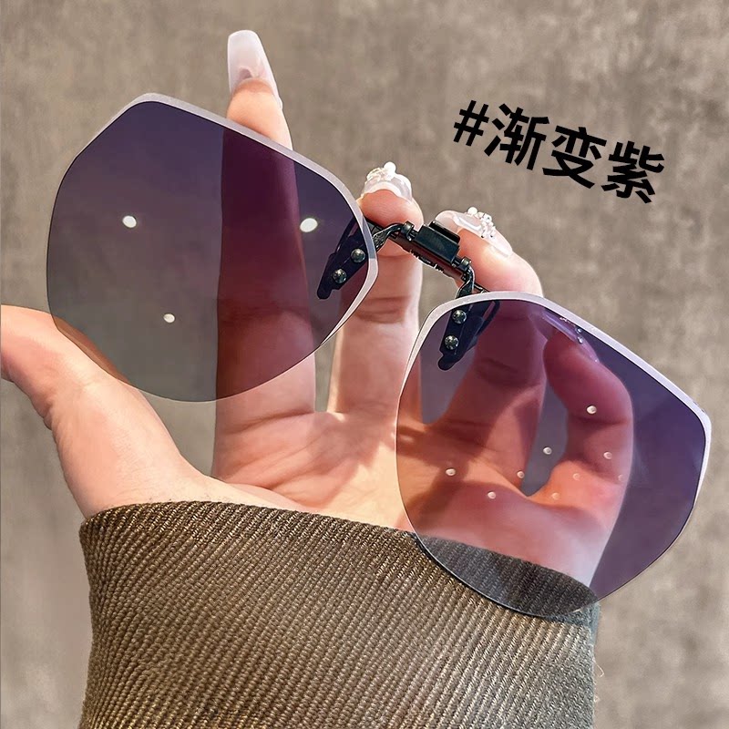 白色墨镜夹片女款TAC偏光镜片400防晒防紫外线太阳镜镜片新款圆脸