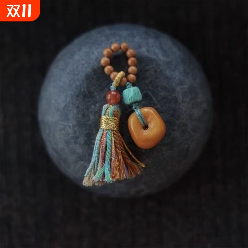 藏式方扣小滴溜跑环流苏挂件吊坠文玩配件2025新款复古小众设计感