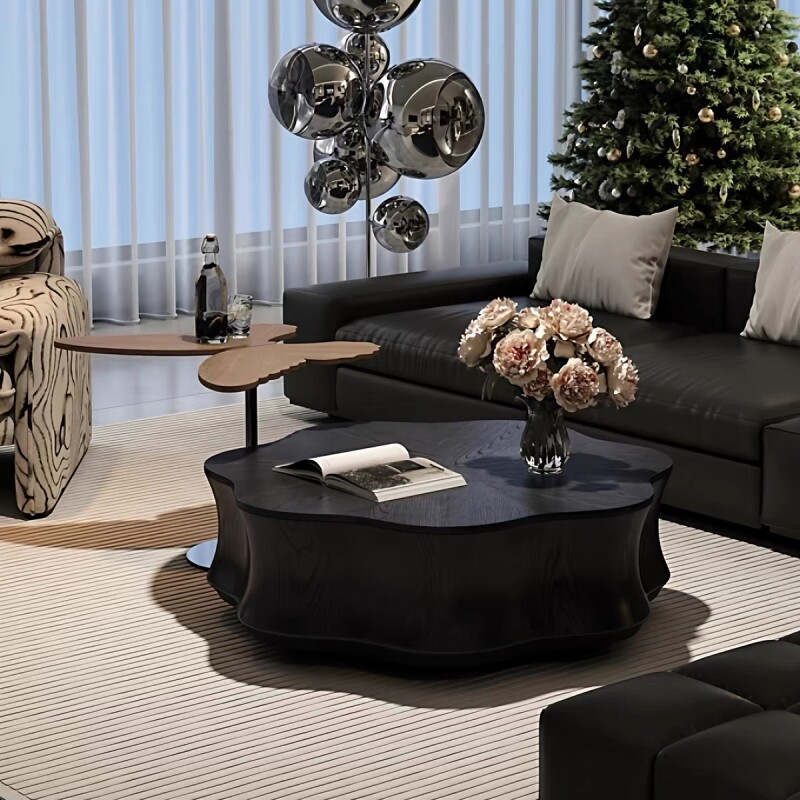 意式极简异形睡莲茶几客厅家用小众设计师款现代简约花瓣茶几组合