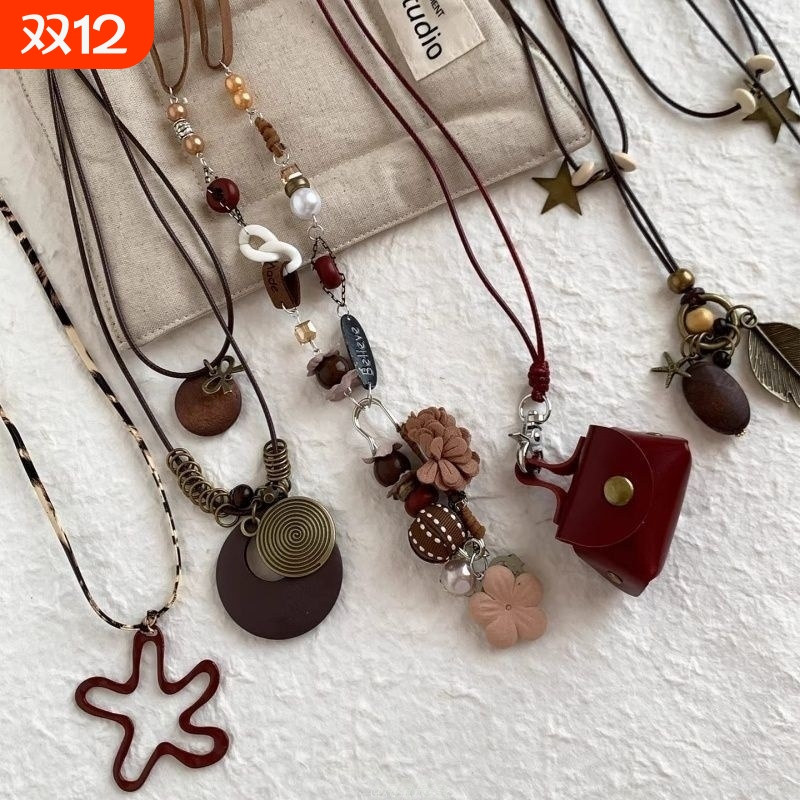 新中式禅意长款羽毛项链女波西米亚毛衣链配饰复古民族风装饰吊坠