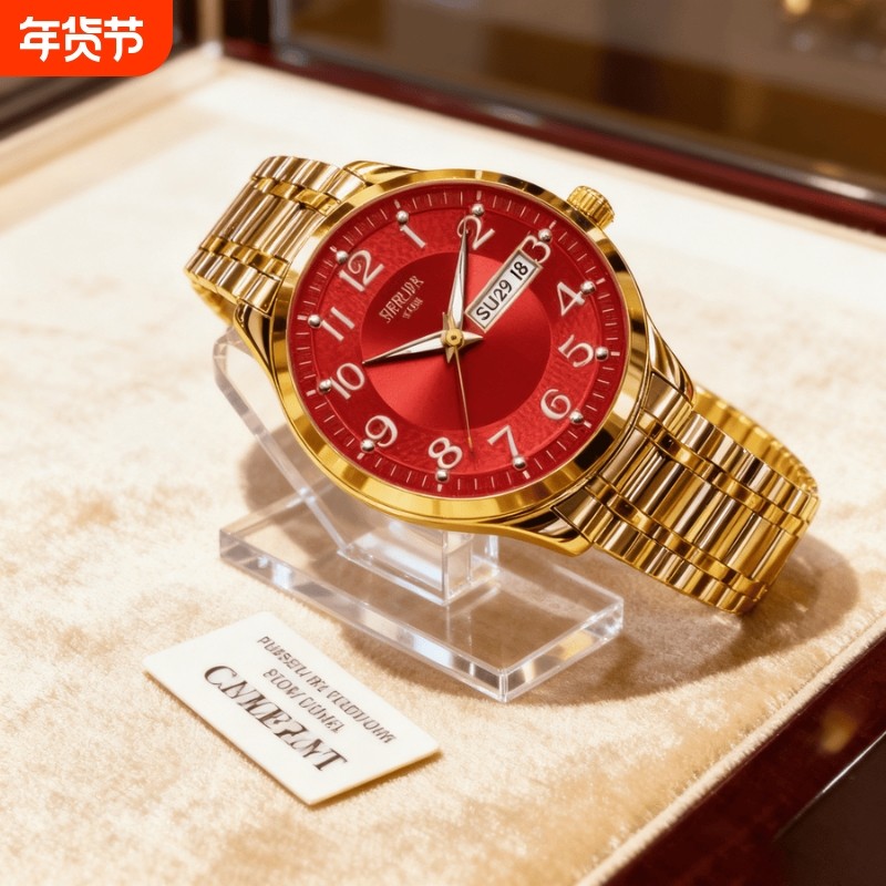 正品瑞士全自动非机械表手表男士学生韩版时尚潮双日历防水表夜光