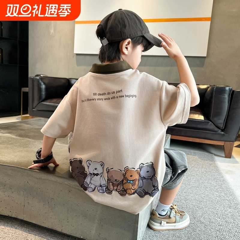 儿童装男童夏装Polo衫短袖2024新款夏季中大童休闲T恤夏款男