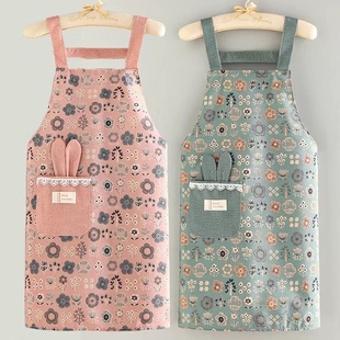 新款 帆布背带围裙透气围腰耐磨家用厨房做饭上班工作服女半身加长