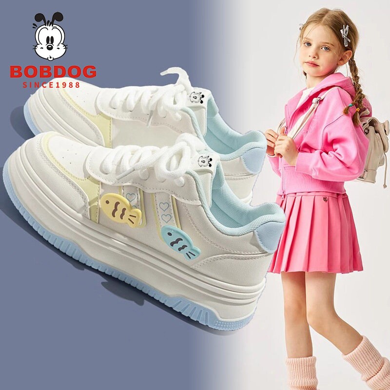 巴布豆女童皮面板鞋2026年春夏季儿童运动鞋百搭百搭休闲小白鞋潮