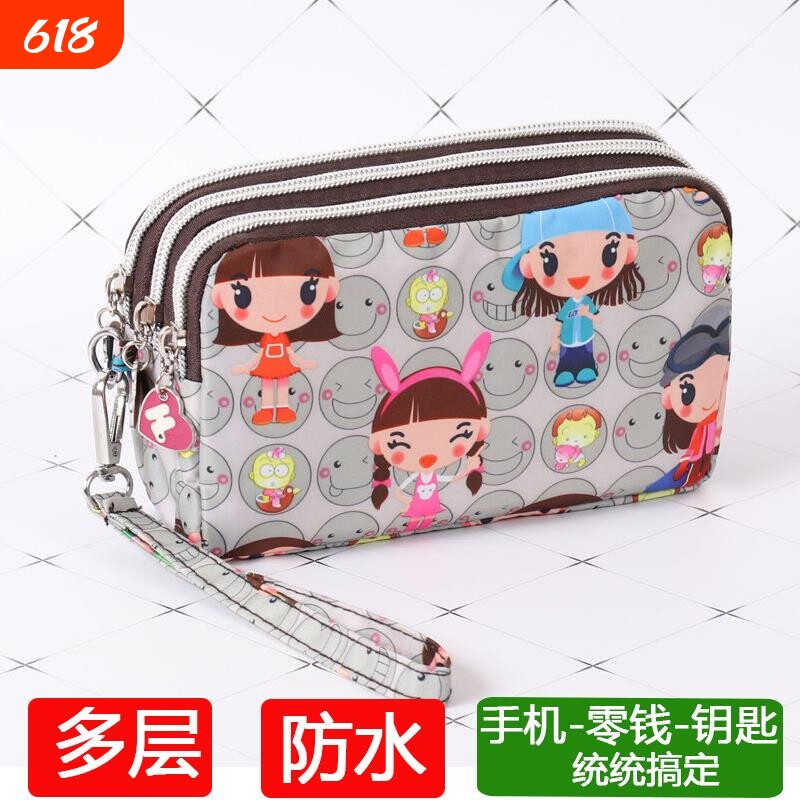 装手机零钱包女帆布手拿包迷你小包包放手包钱袋红色钥匙卡通多层