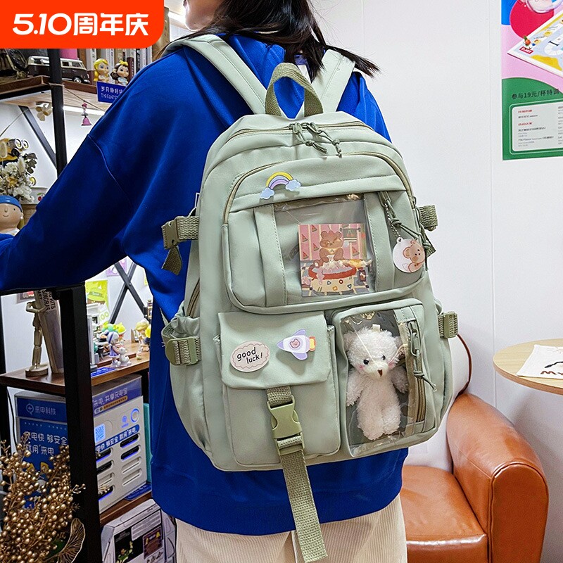 新款韩版原宿ins双肩包轻便大容量休闲背包简约百搭洋气学生书包