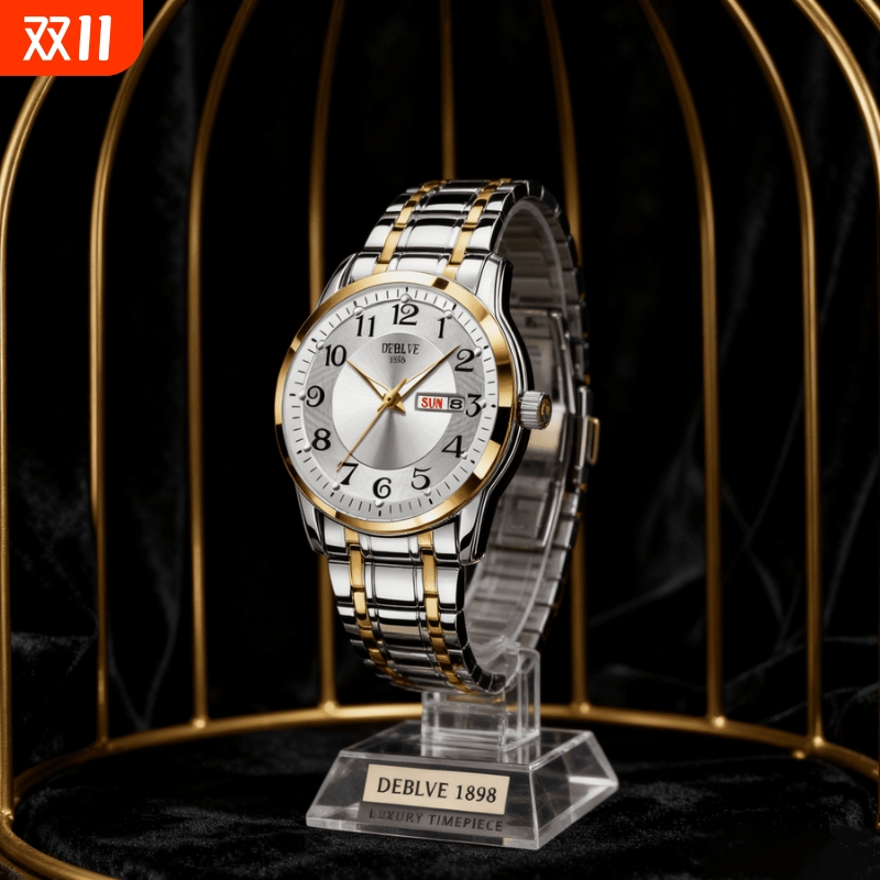 男款手表防水石英腕表高级感男士全自动非机械表正品名牌钢带商务